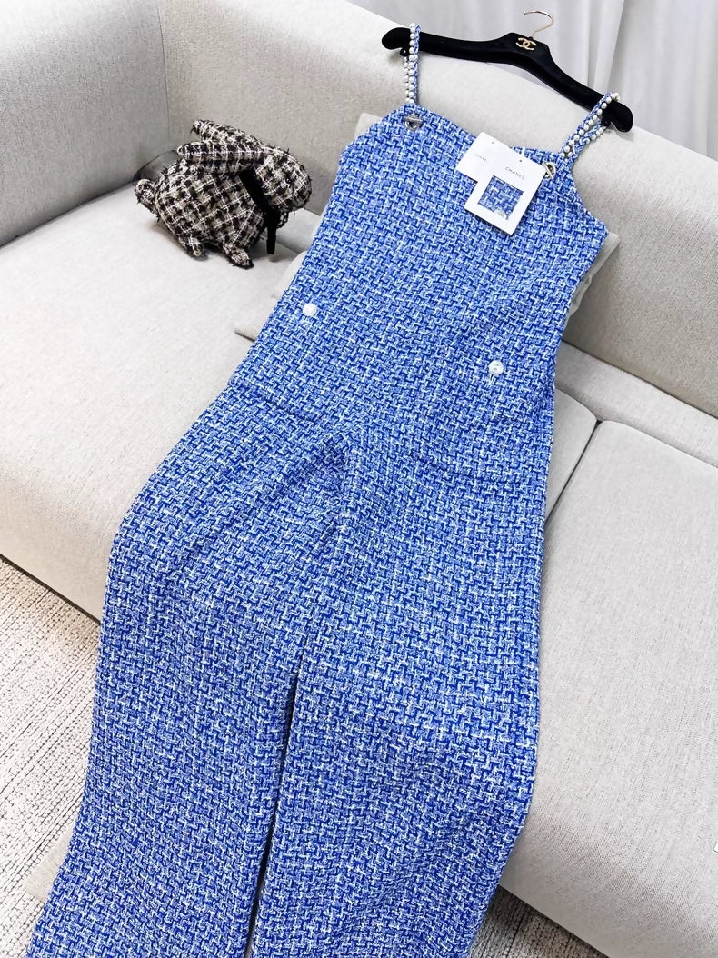 Chanel 23p blue tweed jumpsuit