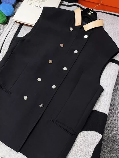 Louis Vuitton black leather vest