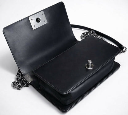 Chanel 14P Swarovski Crystals Small Black Leather Boy Bag
