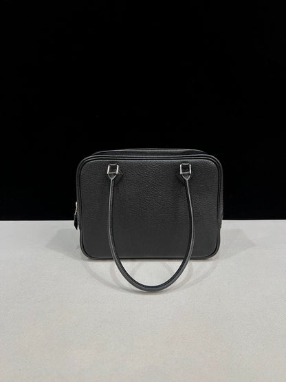 Hermes mini plume black leather palladium hardware