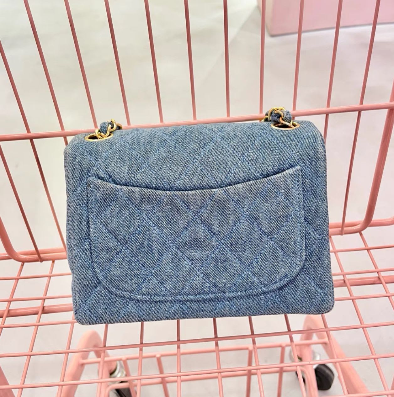 Vintage Chanel gold denim bag