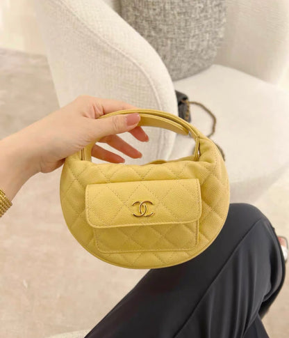 Chanel 23 Yellow Lychee Leather Hula Hoop Clutch