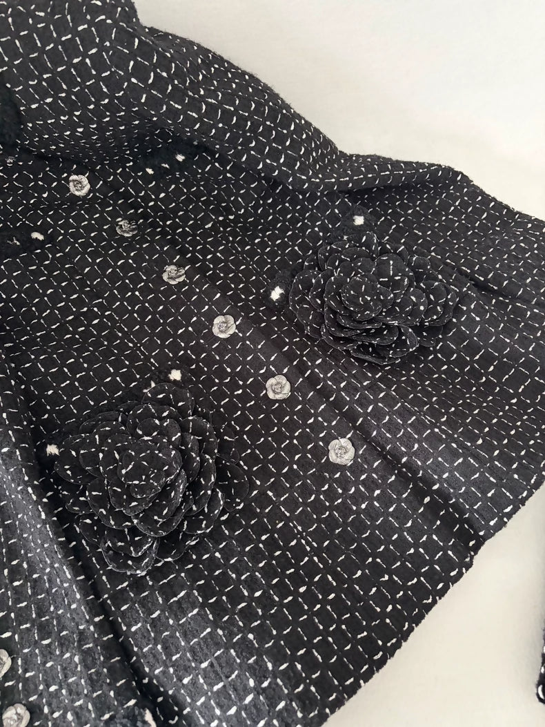Chanel 23K black and white tweed jacket