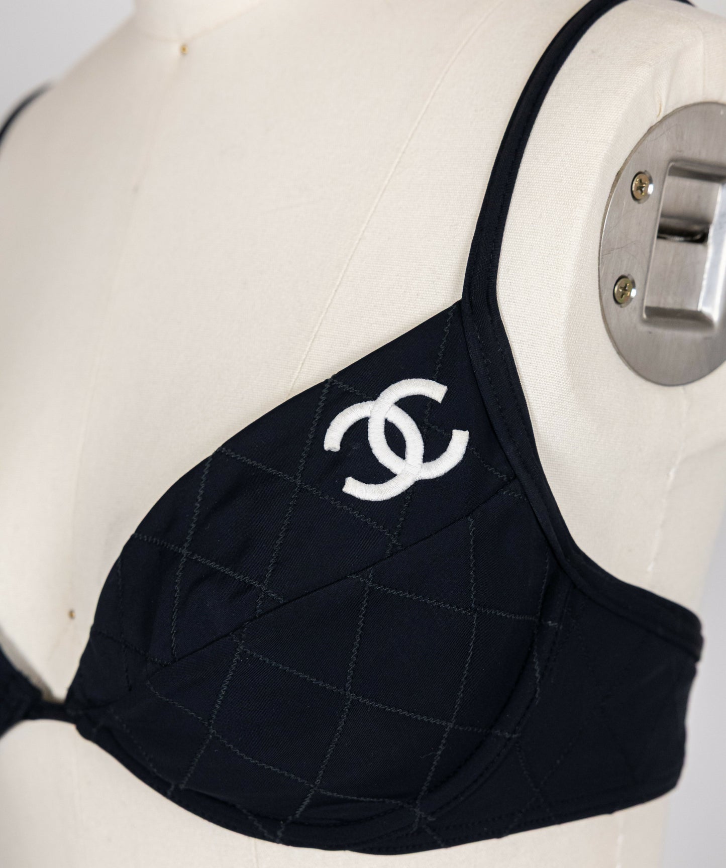 Chanel 1994 Cruise Vintage Black Logo Quilted Bikini