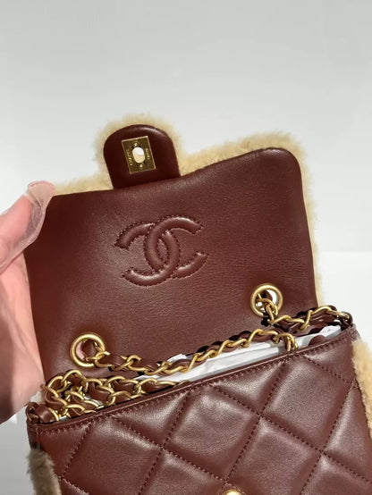 Chanel Fall/Winter 2025 Brown Mini Shearling Flap Bag