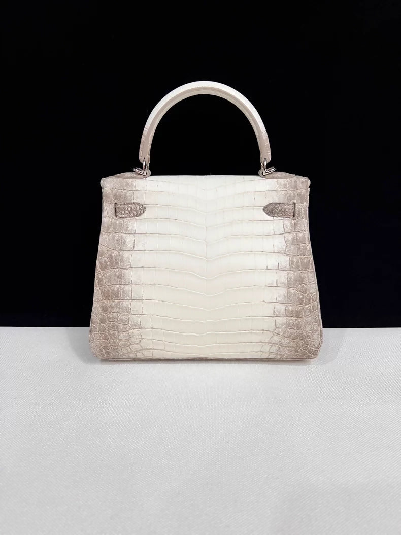Hermes Kelly 25 Himalayan crocodile leather palladium hardware