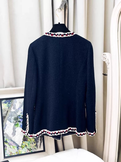Chanel 2011 navy blue tweed jacket