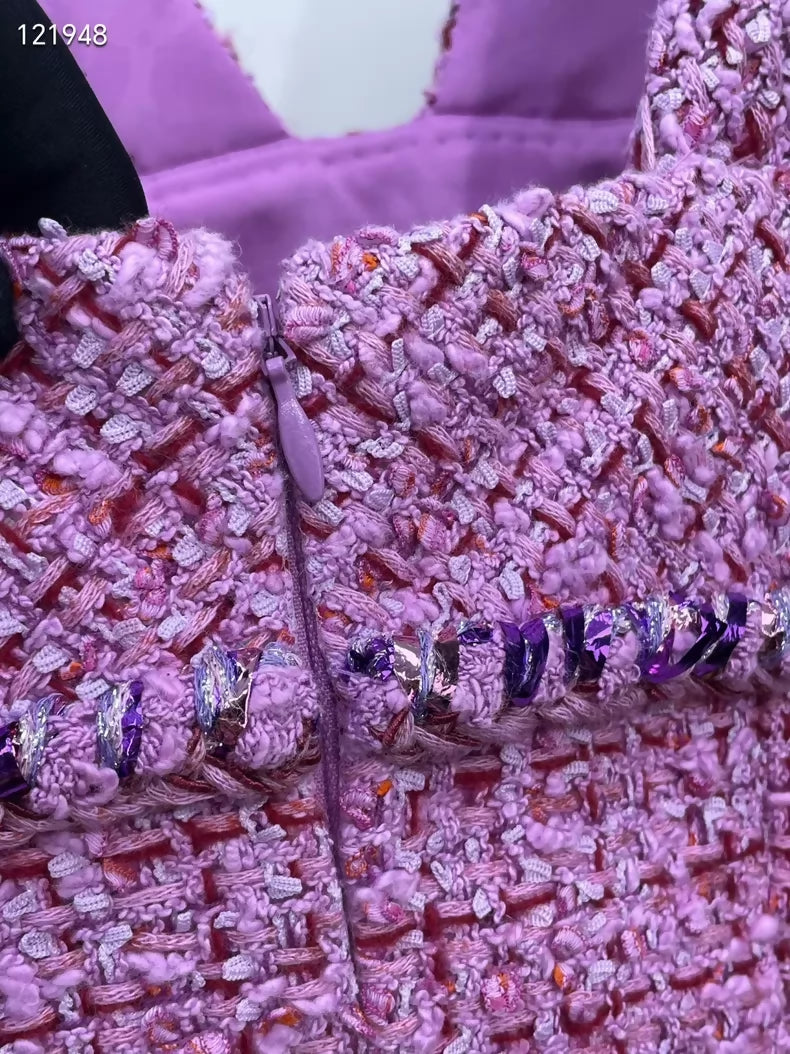 Chanel 22P pink tweed dress
