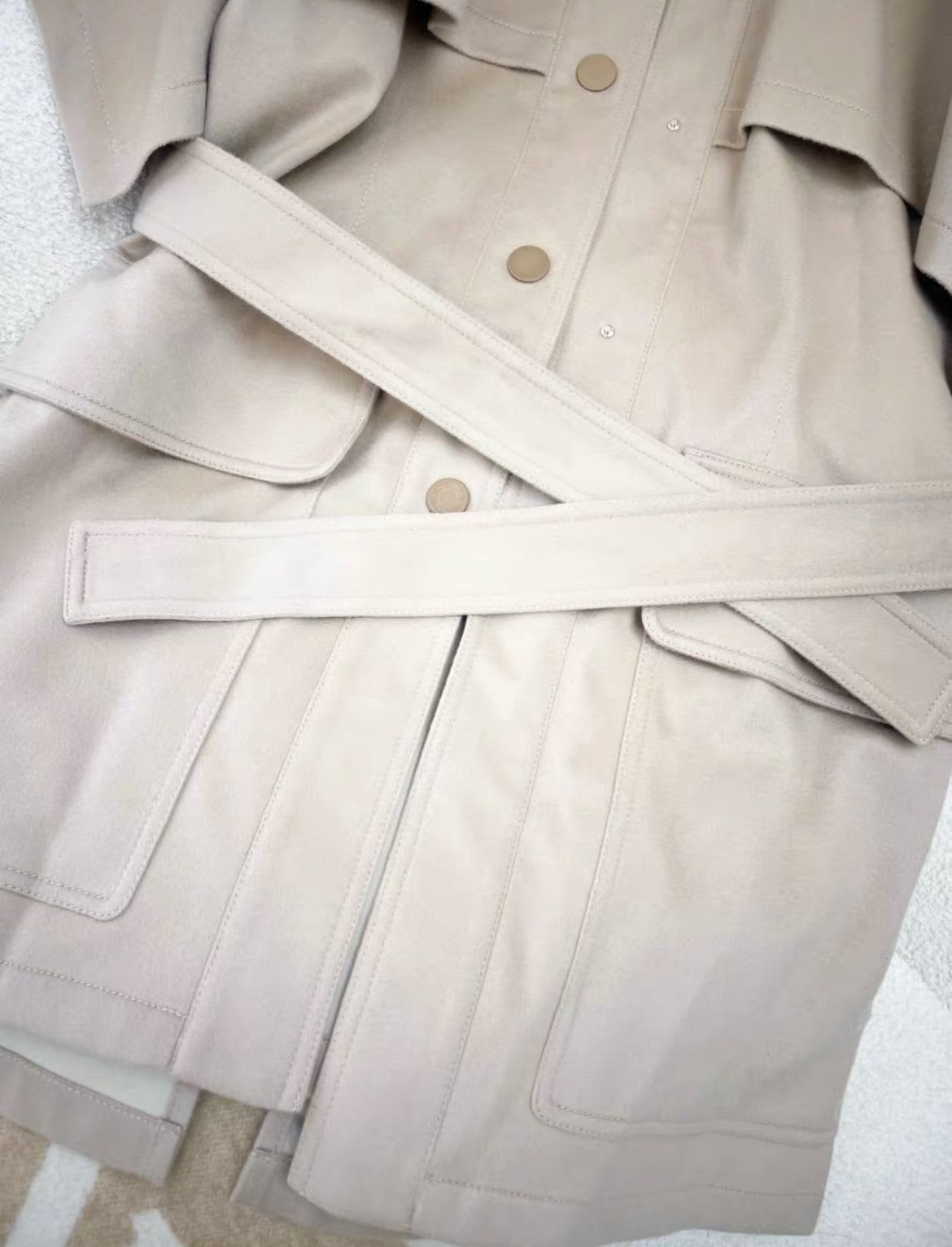 Hermes khaki cashmere coat cape