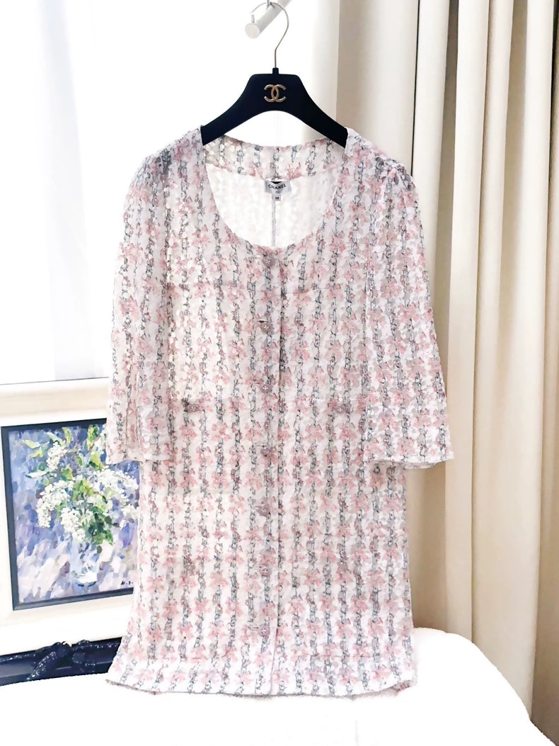 Chanel 23c Pink Floral Lace Dress
