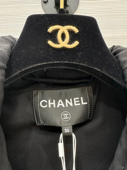 Chanel 25B black multi-pocket hooded jacket