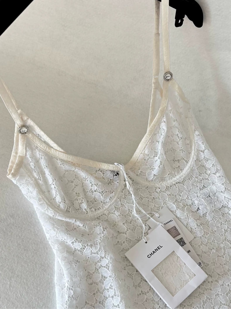 Chanel 21K white lace top