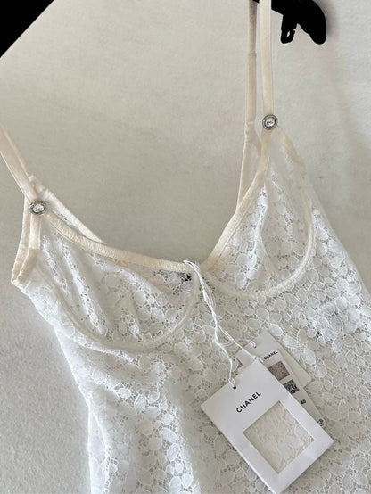 Chanel 21K white lace top