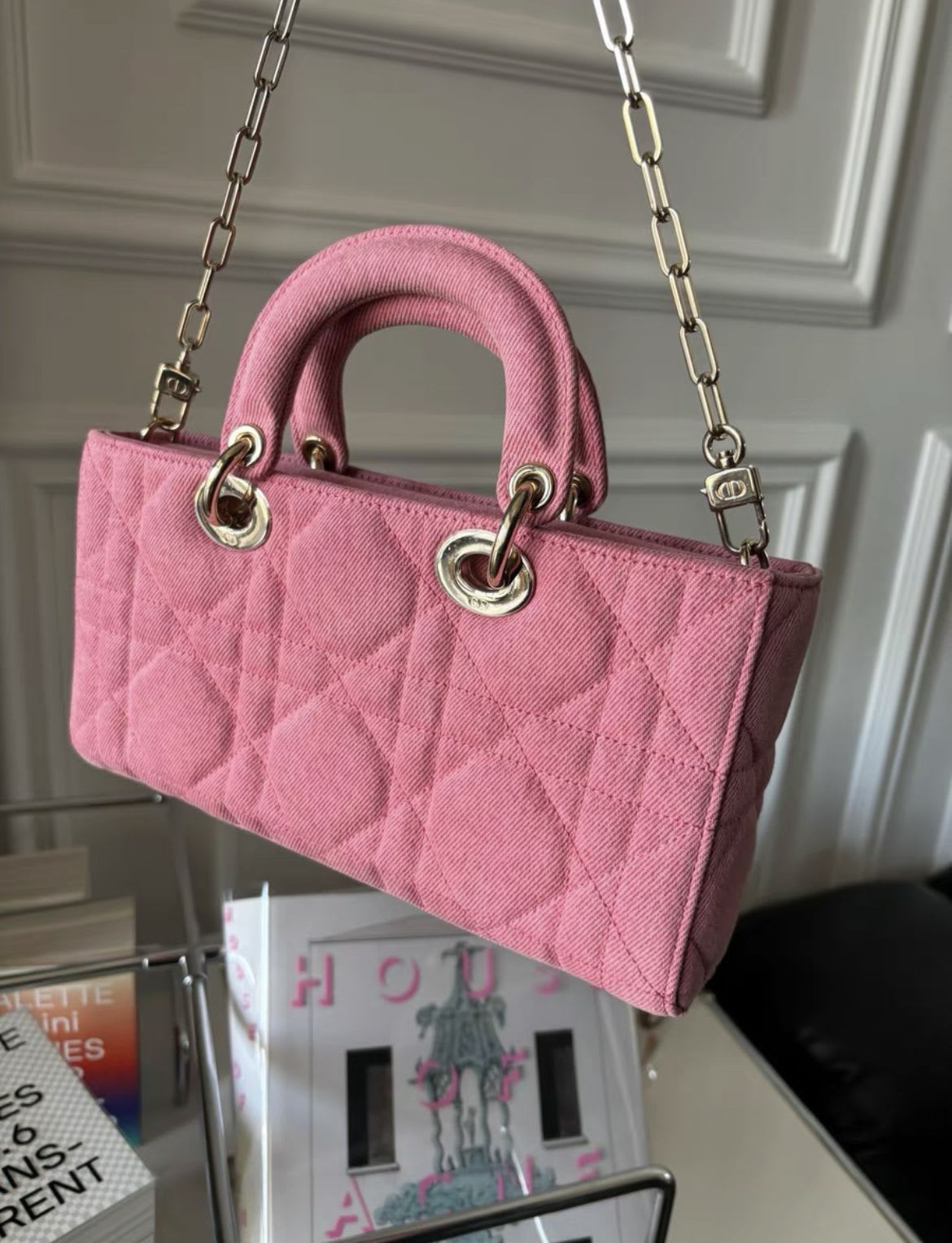 CHRISTIAN DIOR Denim Macrocannage Lady D-Joy Pink