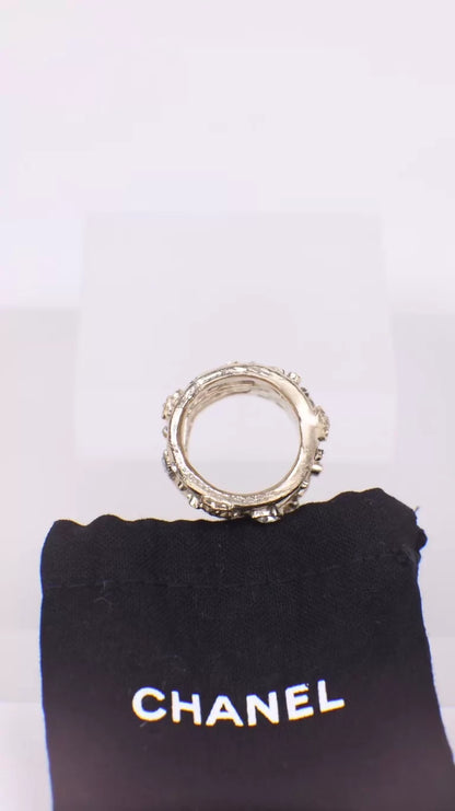 Chanel 2011 Plain Gold CC Ring with Tree Branch Edge