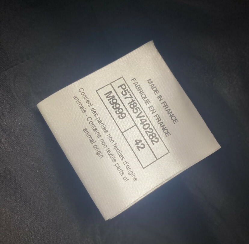 Chanel 17B Metropolitan Checker Sequin Leather Trim Zip Up Jacket FR 42