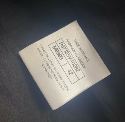 Chanel 17B Metropolitan Checker Sequin Leather Trim Zip Up Jacket FR 42