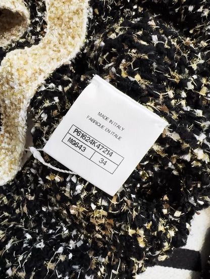 Chanel 19A tweed Egyptian gold thread knit cardigan