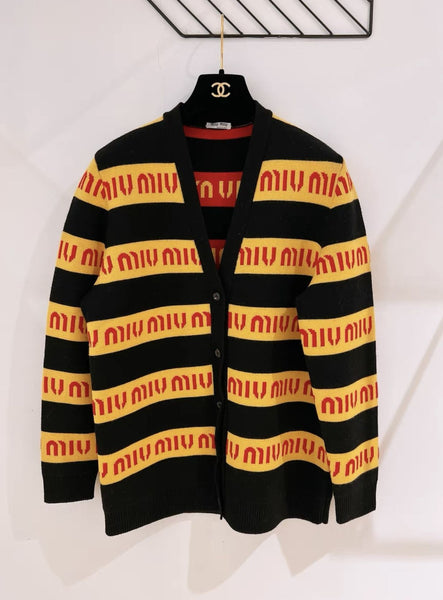 Archive miu miu 超短丈 カシミヤ カーディガン 38 イエロー Miu Miu logo letter cardigan – Wararni.com