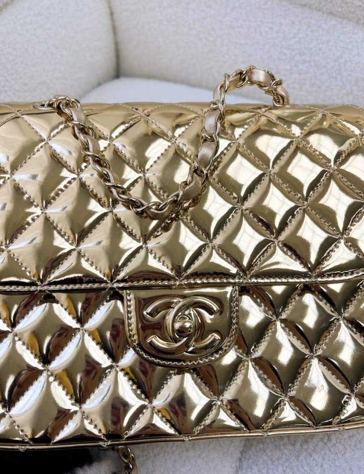 Chanel 24C gold mirror star backpack