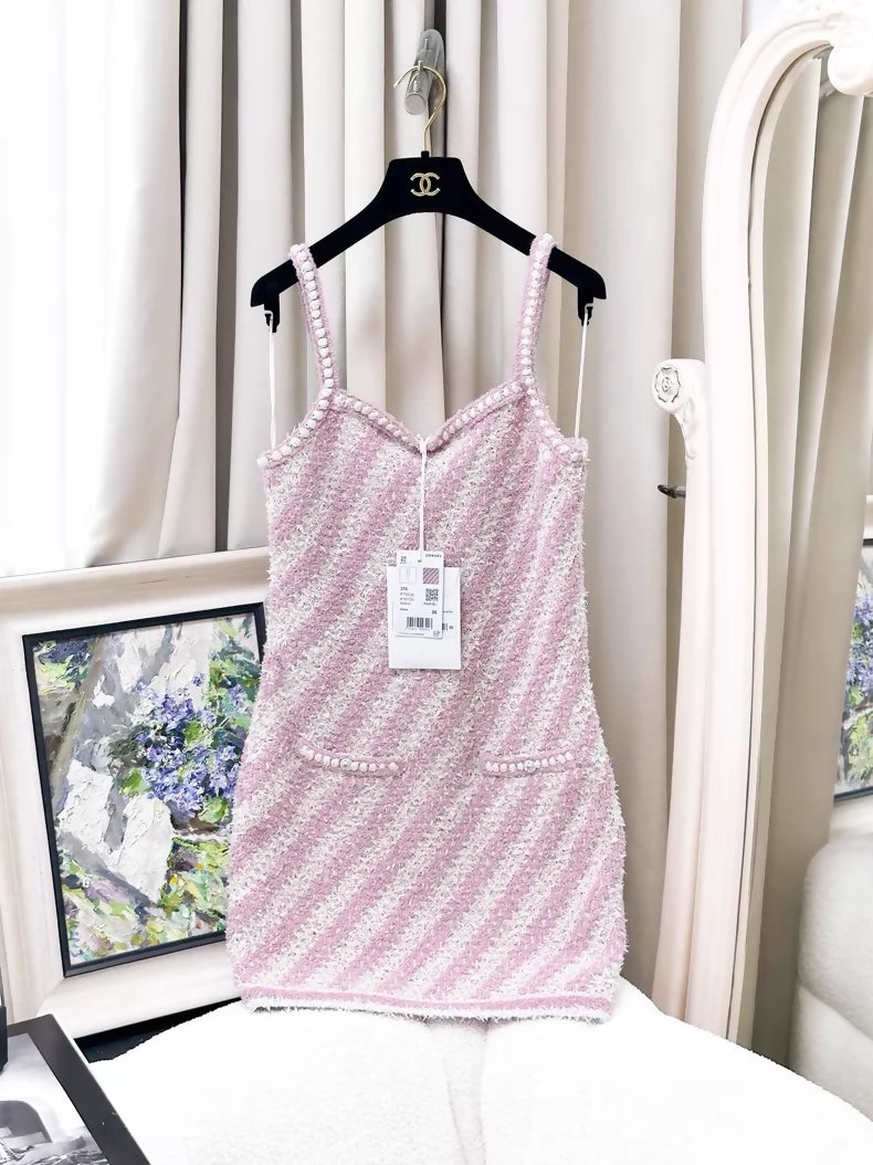 Chanel 23S pink and white dress