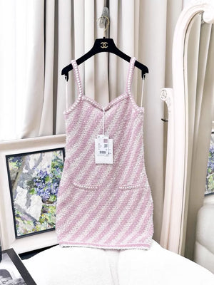 Chanel 23S pink and white dress