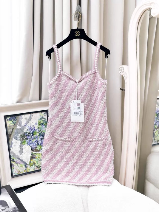 Chanel 23S pink and white dress