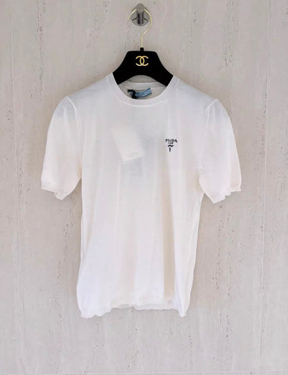 PRADA Prada 24 white knitted t-shirt size 36 - 36 Top - Vintage fashion from Wararni