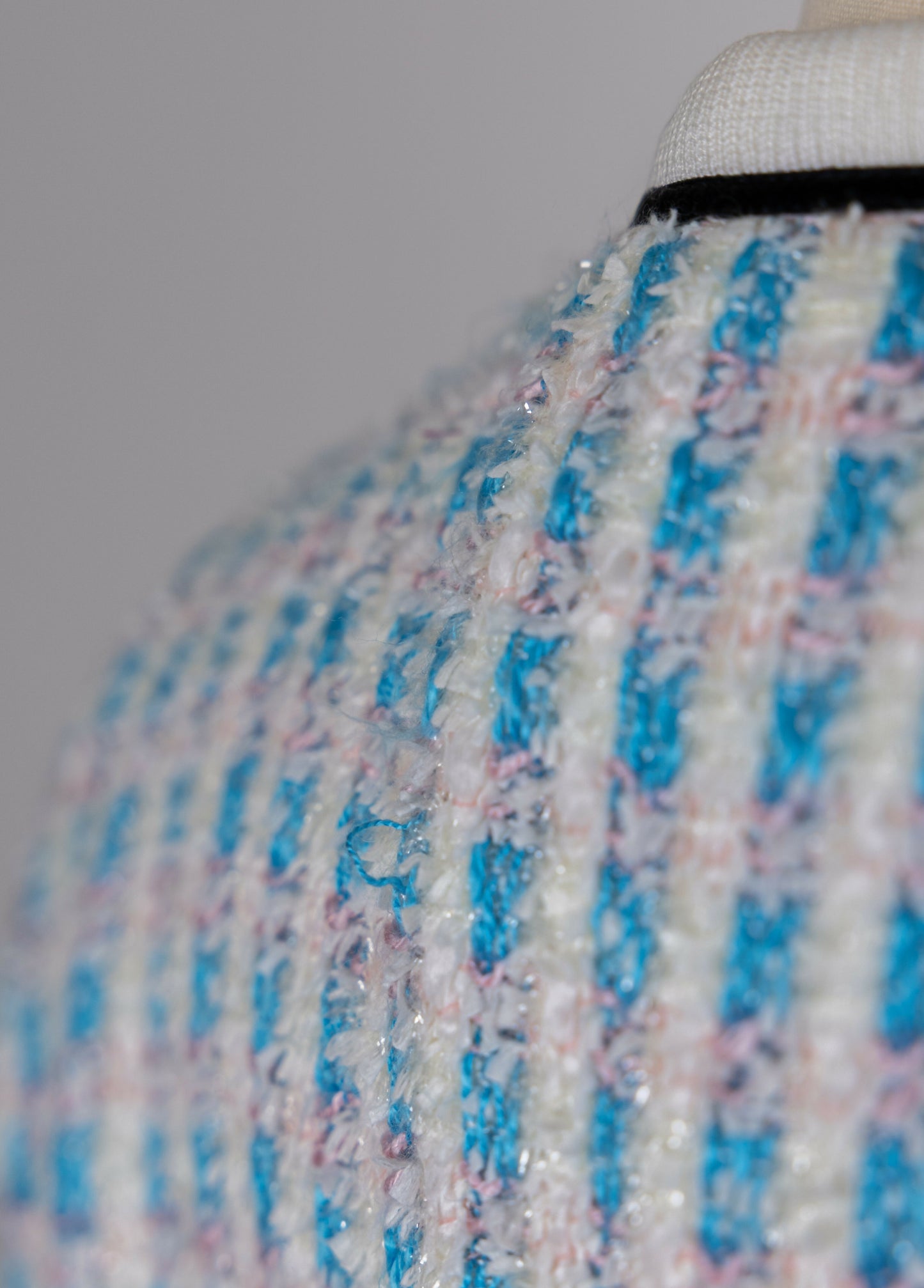 Chanel 1992 Spring/Summer Vintage Blue Tweed Skirt Set