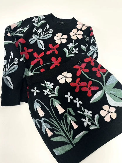 Chanel 21A cashmere sweater and skirt set 34FR