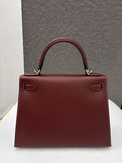 Hermès Kelly 28 Sellier "Miss You" Rouge H (55) Epsom Leather with Contrast Stitching and Palladium Hardware