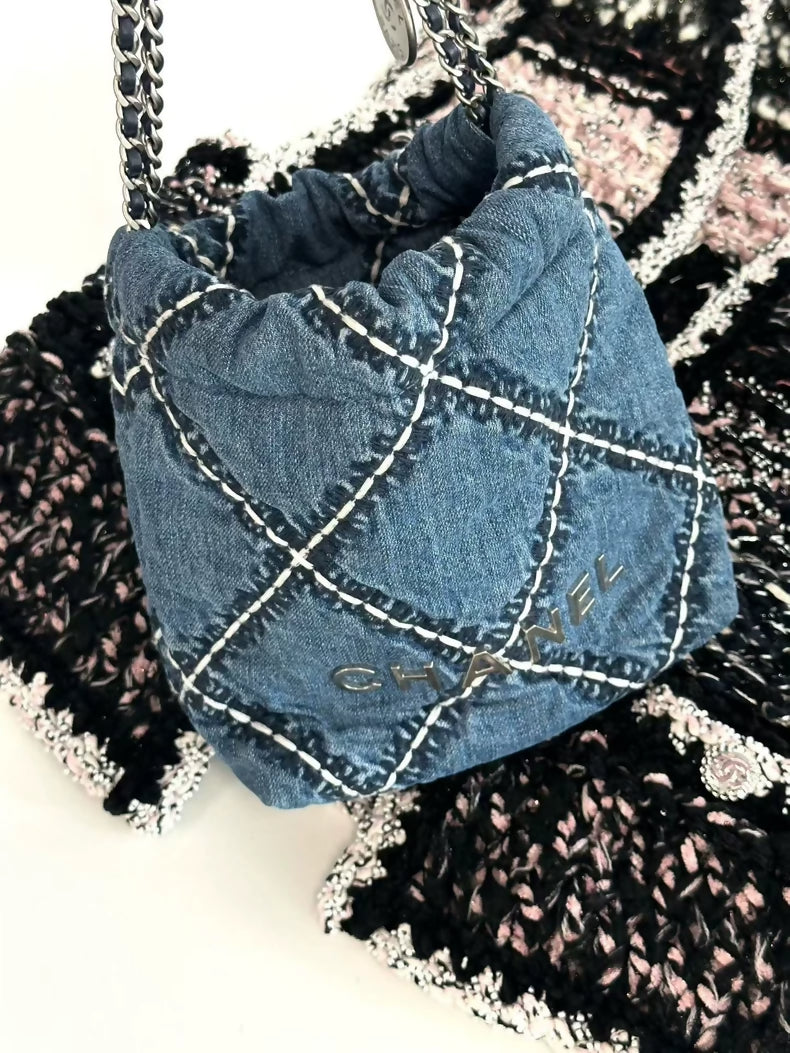 Chanel 24P 22bag mini quilted denim bag