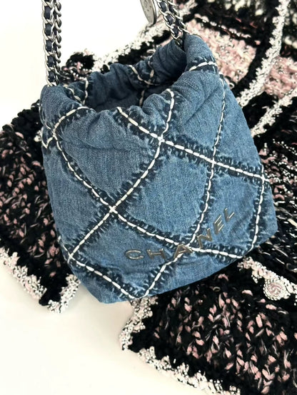 Chanel 24P 22bag mini quilted denim bag
