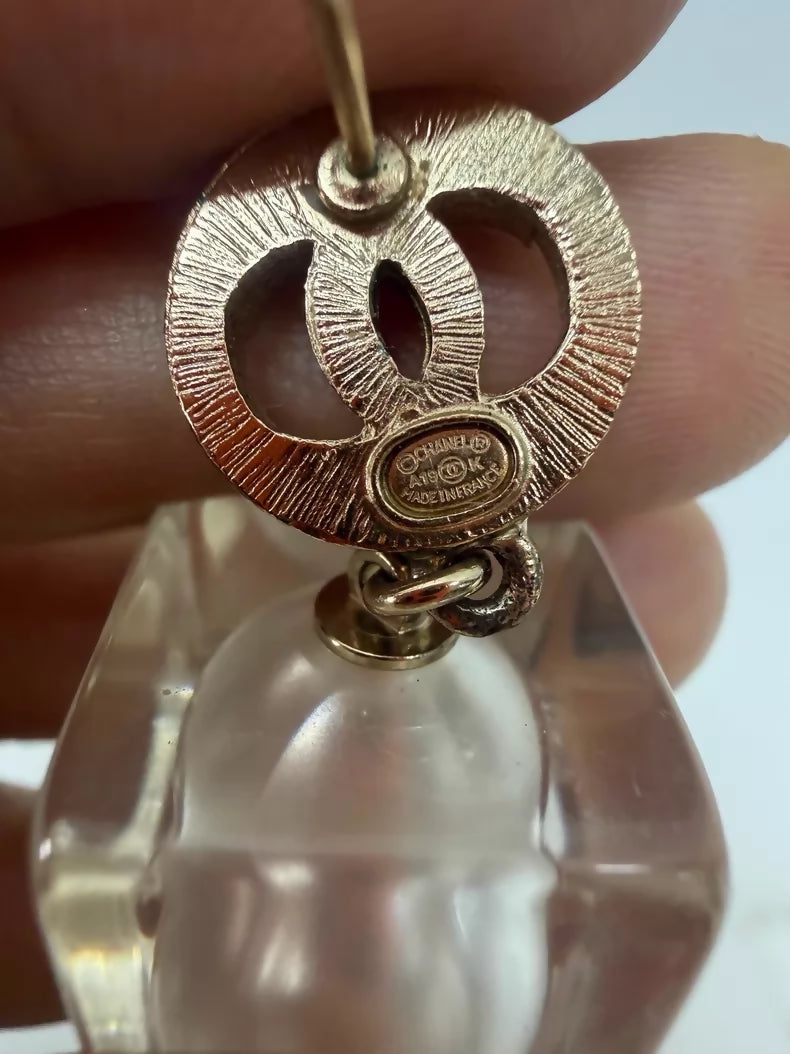 Chanel 19K gold pearl and acrylic earrings