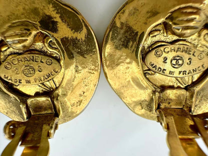 Chanel Vintage 86 Gold-plated Twisted Double Chanel Round Clip-on Earrings