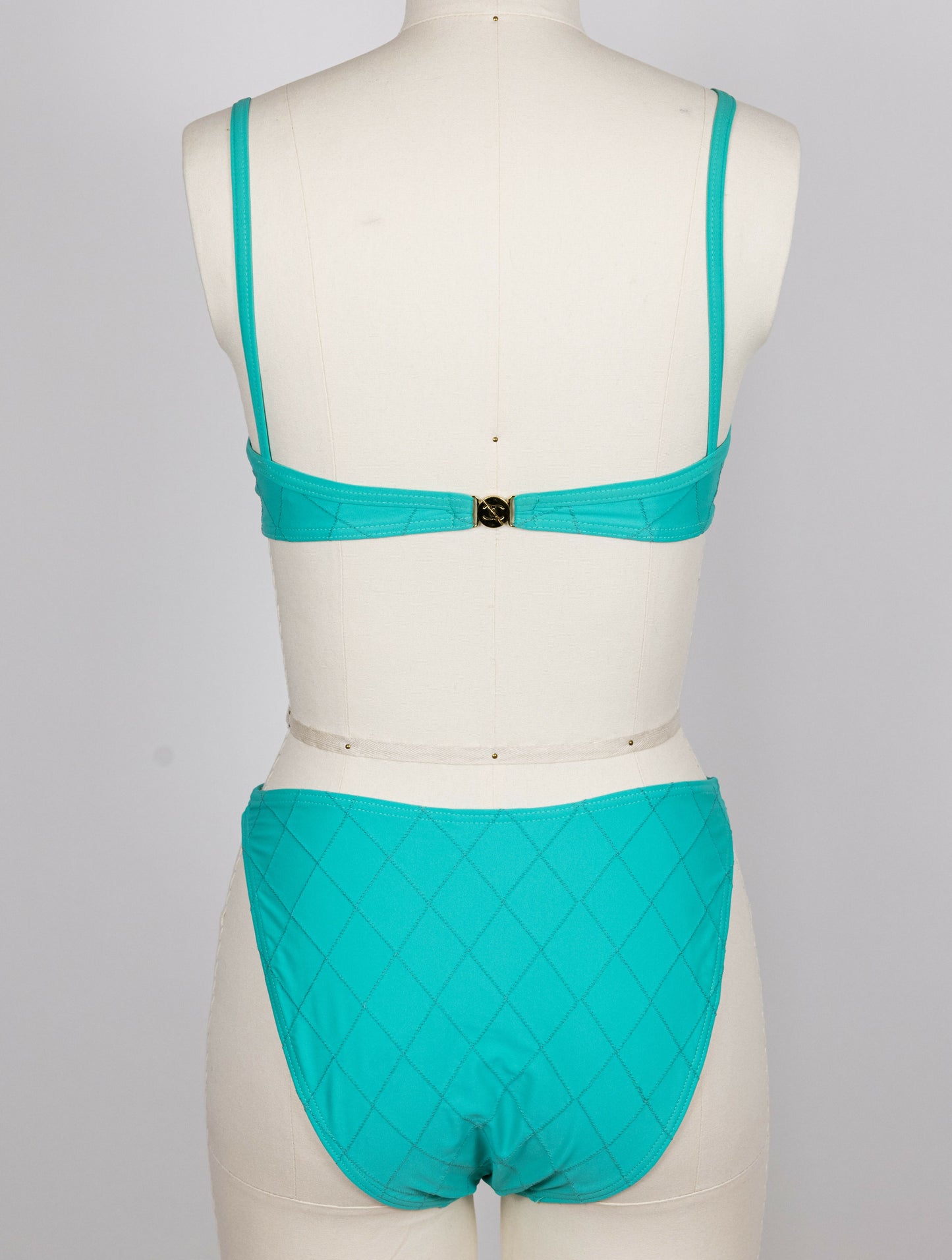 Chanel 1994 Cruise Vintage Teal Logo Quilted Bikini