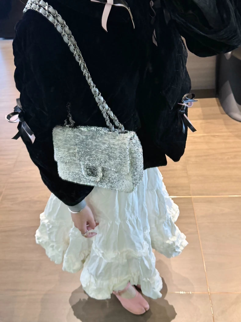 Chanel 2019 White Silver Sequins Mini