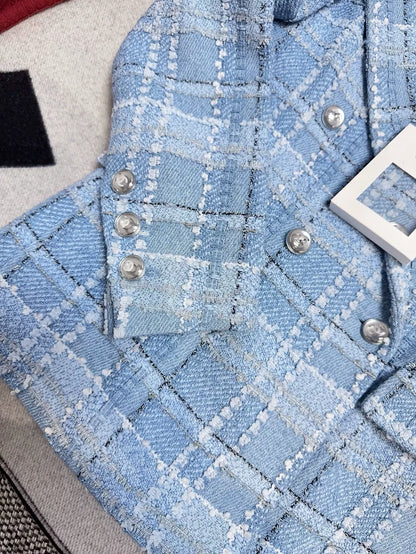 Chanel 23P blue tweed jacket