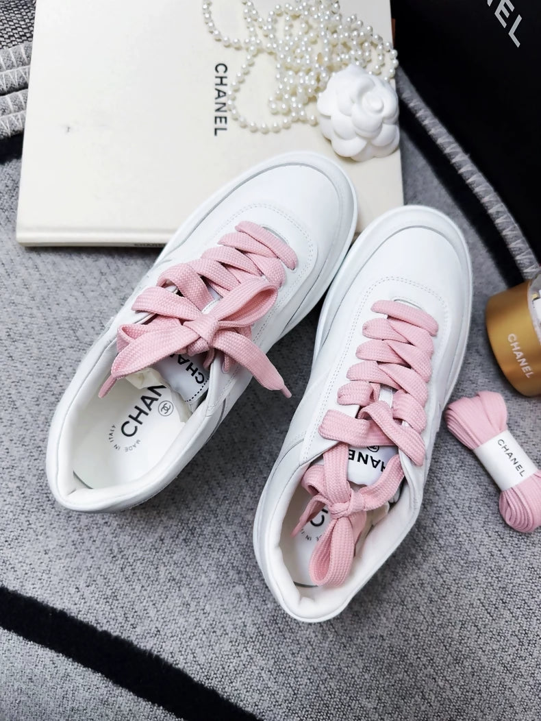Chanel 24p popular pink and white color-blocked sneakers