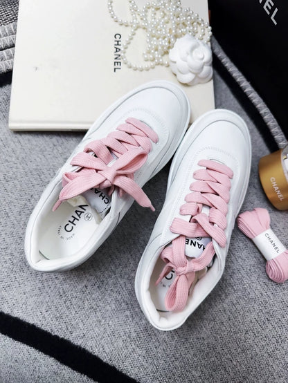Chanel 24p popular pink and white color-blocked sneakers