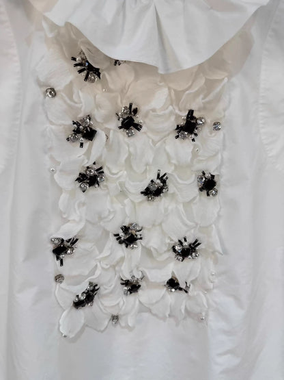 Chanel 22C floral white blouse