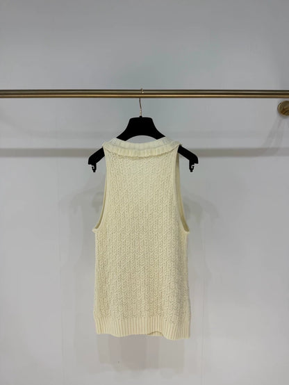 Chanel 25C yellow knitted lace vest