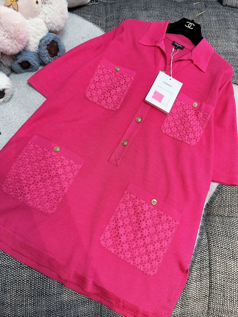 Chanel 21P fuchsia knit dress
