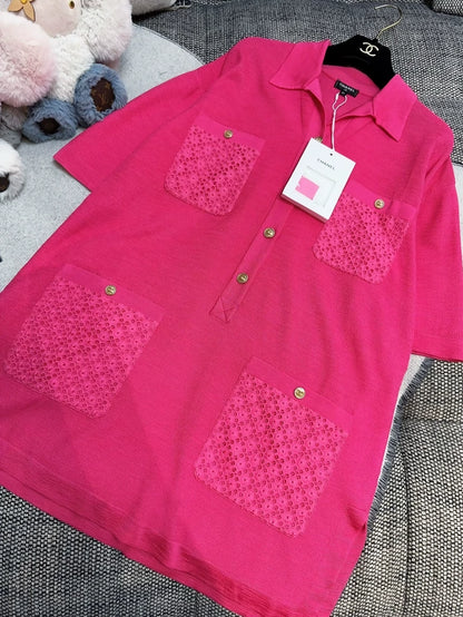 Chanel 21P fuchsia knit dress