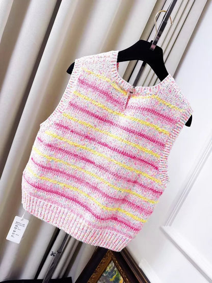Chanel 24C Pink Heart Knit Top
