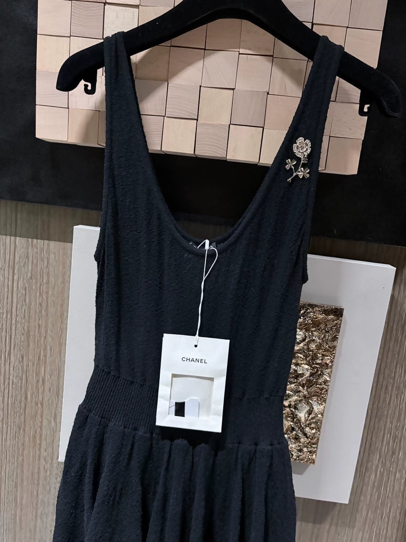 Chanel 25A Black Knit Dress