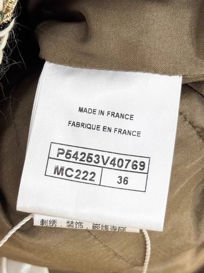 Chanel 16A multicolour tweed leather jacket with chain trim