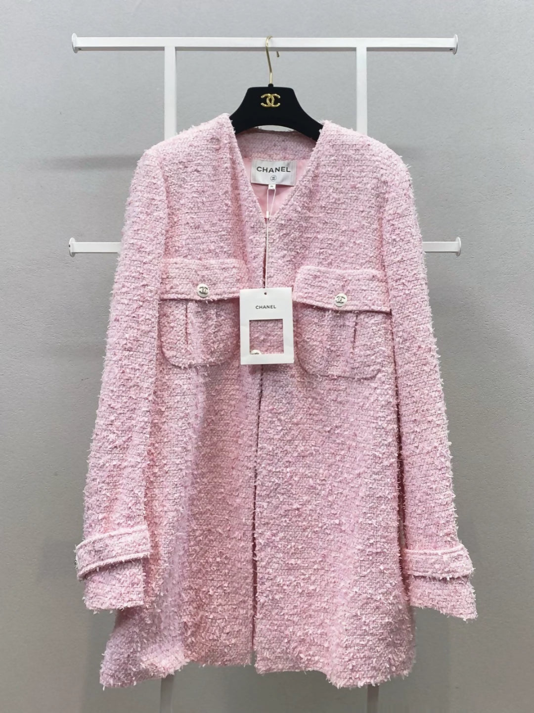 Chanel 21C pink tweed jacket
