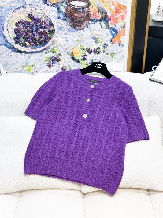 Chanel 23B Purple Cashmere Top