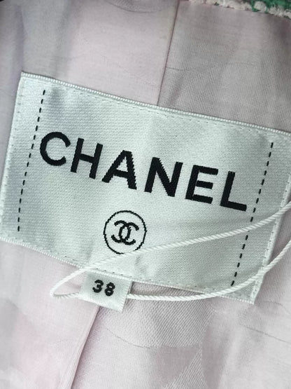 Chanel 21S pink and green tweed jacket